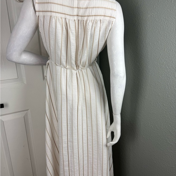 CALVIN KLEIN Women White Grey Striped Striped A-Line Maxi Dress Size 10 - Picture 12 of 16